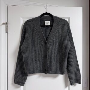 Abercrombie & Fitch Charcoal Ribbed Cardigan
